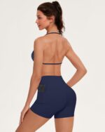 OMKAGI Halter Sports Bras for Women Padded Strappy Bra Open Back Workout Gym Crop - Image 6