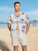 Comdecevis Men's 5" Linen Shorts Casual Elastic Waist Drawstring Shorts for Lounge Summer Beach Vacation - Image 5