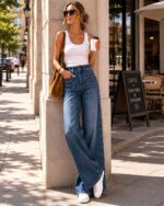 Women’s High Waisted Baggy Jeans – Stretchy Wide Leg Tummy Control Straight Leg Denim Pants Trendy Jeans for Women - Image 3