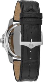 Bulova Men's Precisionist 3-Hand Calendar in Stainless Steel with Black Leather Strap and Black Patterned Dial Style: 96B158 - Image 3