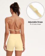 OMKAGI 2 Piece Workout Sets for Women Open Back Strappy Sports Bra Matching Gym Outfits with Pockets - Image 4