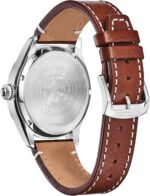 Citizen Men's Sport Casual Garrison 3-Hand Date Eco-Drive Leather Strap Watch, Arabic Markers, Stainless Steel, Field Watch - Image 3