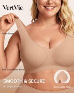 Vertvie Wireless Jelly Bras for Women Seamless No Underwire Push Up Bra Supportive Full Coverage Older Sport T-Shirt Bralette - Image 4