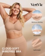 Vertvie Wireless Jelly Bras for Women Seamless No Underwire Push Up Bra Supportive Full Coverage Older Sport T-Shirt Bralette - Image 5