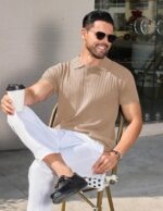 COOFANDY Men's Knit Polo Shirts Short Sleeve Ribbed Knitted Shirt Summer Lightweight Casual Golf Shirts - Image 3