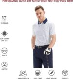 Golf Shirts for Men Dry Fit Short Sleeve Print Performance Moisture Wicking Polo Shirt - Image 5