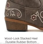 Lante Cowboy Boots for Women - Mid Calf Western Cowgirl Boots with Floral Embroidery, Pull-On Tabs, Snip Toe, Chunky Block Heel - Image 7