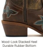 Lante Cowboy Boots for Women - Mid Calf Cowgirl Boots,Chunky Heel Snip Toe Stitched Embroidery Western Boots for Concert Dancing Country Wedding Daily Dating - Image 4