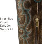 Lante Cowboy Boots for Women - Mid Calf Cowgirl Boots,Chunky Heel Snip Toe Stitched Embroidery Western Boots for Concert Dancing Country Wedding Daily Dating - Image 5