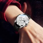 OLEVS Men's Leather Analog Quartz Watch - Luxury Chronograph Wristwatch with Date, Waterproof, Luminous - Dress Style - Image 3