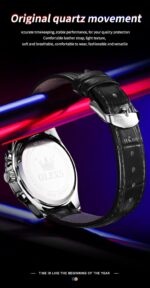 OLEVS Men's Leather Analog Quartz Watch - Luxury Chronograph Wristwatch with Date, Waterproof, Luminous - Dress Style - Image 6