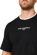 Karl Lagerfeld Mens Crewneck Short Sleeve Relaxed Fit Contrast Trim T-Shirt - Image 3