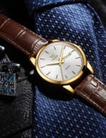 OLEVS Mens Watches, Casual Leather Watches for Men Easy to Read Quartz Number Watch with Date Waterproof Blue/Black/Silver Face Men's Wrist Watches… - Image 4