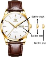 OLEVS Mens Watches, Casual Leather Watches for Men Easy to Read Quartz Number Watch with Date Waterproof Blue/Black/Silver Face Men's Wrist Watches… - Image 6