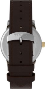 Timex Men's Main Street 38mm Watch - Brown Strap Green Dial Silver-Tone Case - Image 3