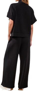 Tribal Women's Sport Short Sleeve 1/2 Zip Mock Neck Athletic Top - Image 4