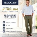 Haggar Men's Premium No Iron Khaki Classic Fit Pleat Front Pant (Regular and Big & Tall Sizes) - Image 5