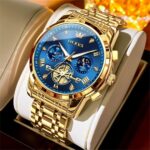 OLEVS Watches for Men Dress Watch Chronograph Luxury Stainless Steel Big Face Men Watches Multi-Function Easy to Read Diamond Roman Numerals Business Wristwatch Reloj para Hombre - Image 3