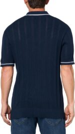 KARL LAGERFELD Men's 1/4 Zip Ribbed Fitted Collared Sweater - Image 2