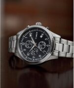 Timex Men's Dress Chronograph 43mm Watch - Silver-Tone Bracelet Black Dial Silver-Tone Case - Image 4
