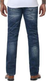 MZNBURAM Men's Stretch Regular Fit Straight-Leg Jeans - Cowboy Cotton Fashion Comfort Flex Waist Denim Pants - Image 3