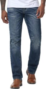 MZNBURAM Men's Stretch Regular Fit Straight-Leg Jeans - Cowboy Cotton Fashion Comfort Flex Waist Denim Pants - Image 4