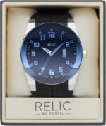 Relic by Fossil Men's Jake Three-Hand Day Date Watch, Silver Stainless Steel and Black Silicone Band Watch for Men - Image 4