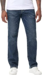 MZNBURAM Men's Stretch Relaxed Fit Straight-Leg Cotton Fashion Comfort Flex Waist Denim Pants Jeans - Image 3
