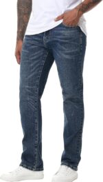 MZNBURAM Men's Stretch Relaxed Fit Straight-Leg Cotton Fashion Comfort Flex Waist Denim Pants Jeans - Image 4