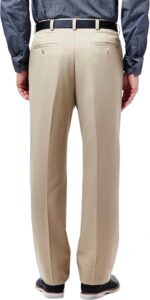 Haggar Men's Cool 18 Classic Fit Flat Front Hidden Expandable Waistband Casual Pant - Image 3