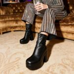 DREAM PAIRS Women's Platform Gogo Ankle Boots High Chunky Block Heel Square Toe Booties Shoes - Image 3