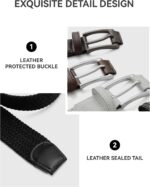 CHAOREN Stretch Belt Men 2 Pack - 1 3/8" Braided Golf Belts For Men - Casual Elastic For Pants and Jeans - Image 6