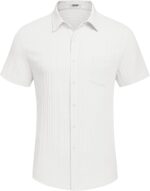 COOFANDY Men's Casual Button Down Shirts Short Sleeve Textured Summer Beach Shirt with Pocket - Image 4