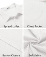 COOFANDY Men's Casual Button Down Shirts Short Sleeve Textured Summer Beach Shirt with Pocket - Image 5