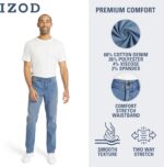 Izod Men's 5 Pocket Straight Fit Stretch Waist Denim Jeans - Image 3