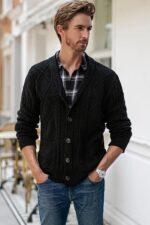 JMIERR Men's Casual Wool Blend Cardigan Sweaters Long Sleeve Shawl Collar Buttons Down Cable Knit Sweater - Image 6