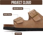 Project Cloud 100% Genuine Leather Flat Sandals For Women 2026 Cork Footbed Womens Sandals with Memory Foam and arch support Vacation Essentials Slides for Women Footwear (Venita) - Image 3