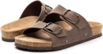 FITORY Womens Flat Sandals with Cork Footbed, Open Toe Arch Support Slides Adjustable Slip On Slippers for Summer 2026 Size 6-11 - Image 3