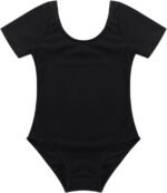 iiniim Kids Girls Short Sleeves Gym Ballet Dance Leotard Gymnastic Bodysuit Sportswear Dancewear Costume - Image 3