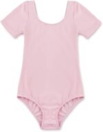 iiniim Kids Girls Basic Short Sleeves Ballet Dance Leotard Bodysuit Gymnastics Dancewear Tops - Image 3