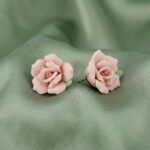 1928 Jewelry Classic Porcelain Rose Post Earrings For Women, Hand Crafted Flowers, Timeless Floral Jewellery, Made In USA - Image 2