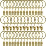 40 Pack Curtain Rings with Clips, Drapery Clips with Rings, Drapes Rings 1.26 in Interior Diameter, Fits up to 1 in Curtain Rod, Gold Color