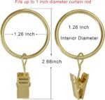 40 Pack Curtain Rings with Clips, Drapery Clips with Rings, Drapes Rings 1.26 in Interior Diameter, Fits up to 1 in Curtain Rod, Gold Color - Image 2