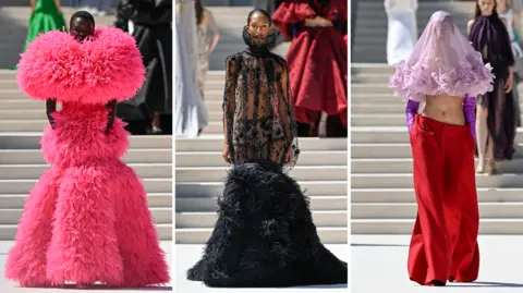 Giovanni Giannoni/WWD via Getty Images Models on the runway at the Balenciaga fashion show as part of Paris Haute Couture Fall/Winter 2026 fashion week held at Cité Universitaire de Paris on July 08, 2026 in Paris, France.