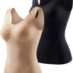 ATTLADY Shapewear Tank Tops for Women-Tummy&Waist Control Compression Camisole Slimming V-Neck Body Shaper Vest