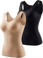ATTLADY Shapewear Tank Tops for Women-Tummy&Waist Control Compression Camisole Slimming V-Neck Body Shaper Vest