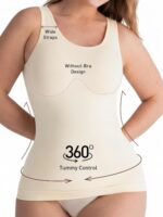 ATTLADY Womens Tummy Control Shapewear Tank Cami, 2 Pack Body Shaper Camisole, Compression Tank Top for Daily Wear & Layering - Image 2