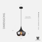 Adesso Black Ceiling Pendant with Smoked Glass Dome Shade – Adjustable Hanging Length, Ambient Accent Lighting for Kitchen, Living Room or Home Office - Image 2