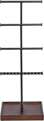Amazon Basics Four-Tier Jewelry Organizer Tree Stand, Necklace Earring Bracelet Holder with Ring Storage, Walnut/Black - Image 2