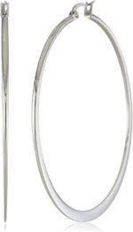 Amazon Essentials Gold Plated or Stainless Steel Flattened Hoop Earrings